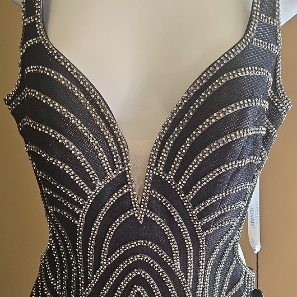 BEADED  Jovani Navy Open Back Embellished Cocktail Dress NWT size 4 - Picture 2 of 16